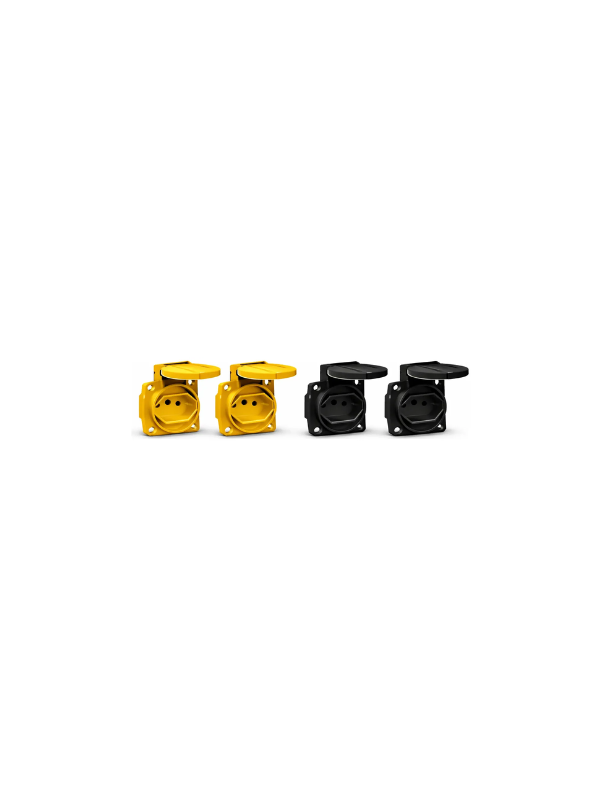 4x Tomada De Embutir 20a 250v 2p+t Preto E Amarelo Padrão