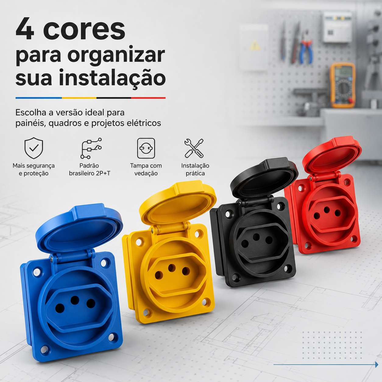 Tomada De Embutir Painel Elétrico 20a 250v Amarela