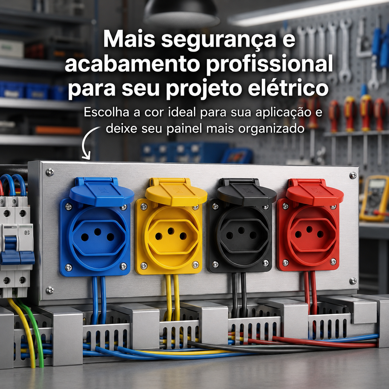 Tomada Embutida Com Tampa Protetora 20a 250v 2p+t Azul